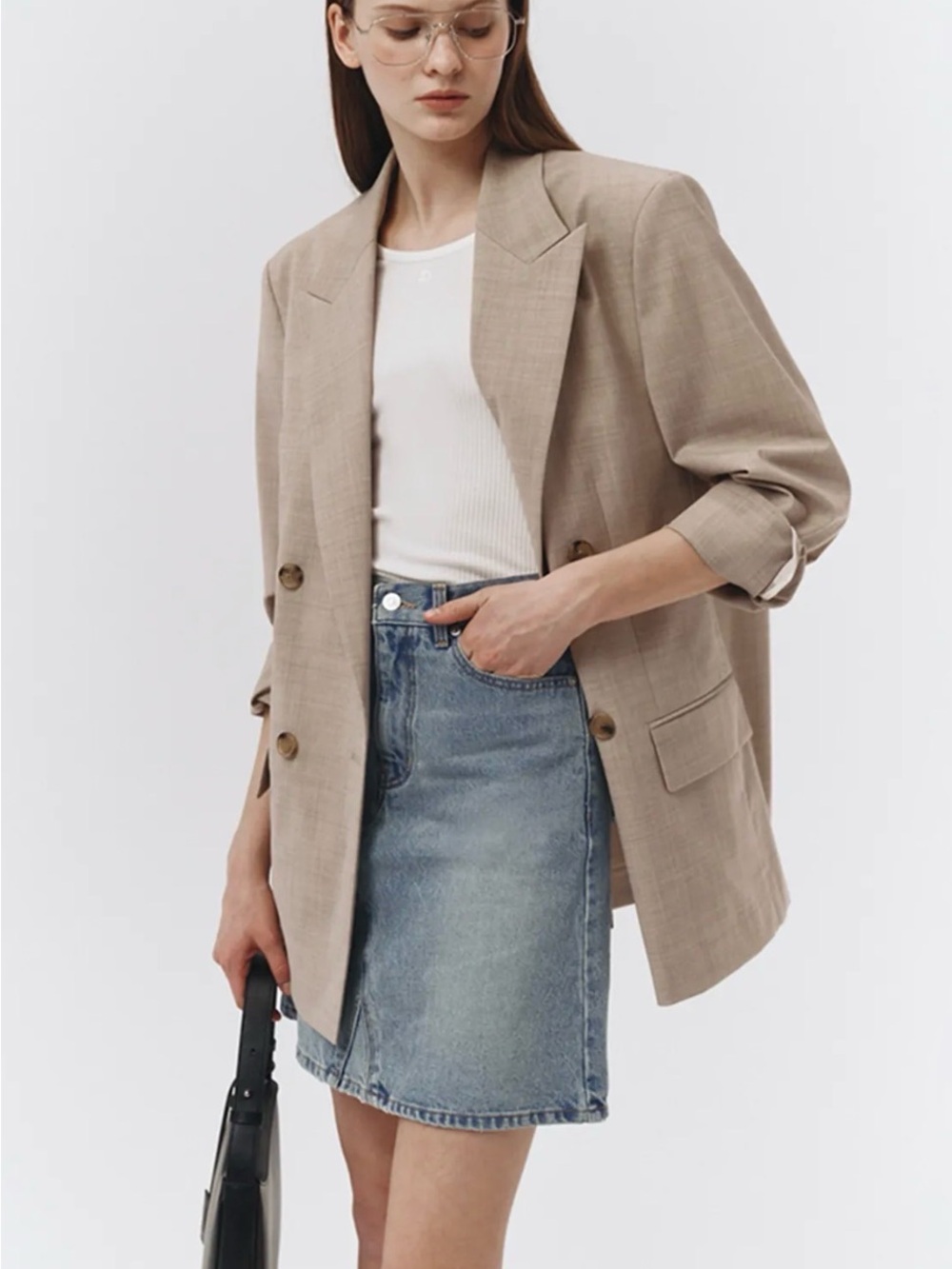 Dunst Unisex Daddy Double Jacket in Soft Greige